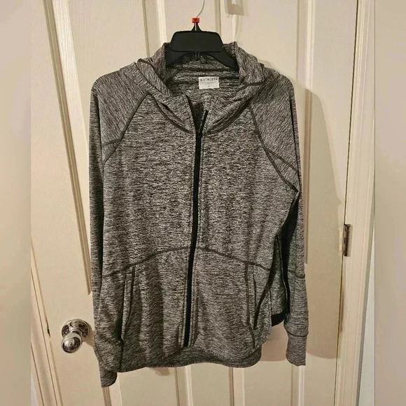 Athleta Heather Vitamin Sea Jacket Full Zip Gray Charcoal Stretch Hoodie Size L - Picture 1 of 6